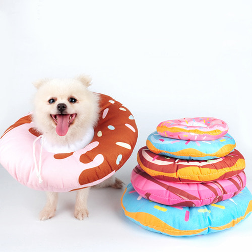 강아지 넥카라 도넛 쿠션 M/깔대기 튜브 수술 목보호