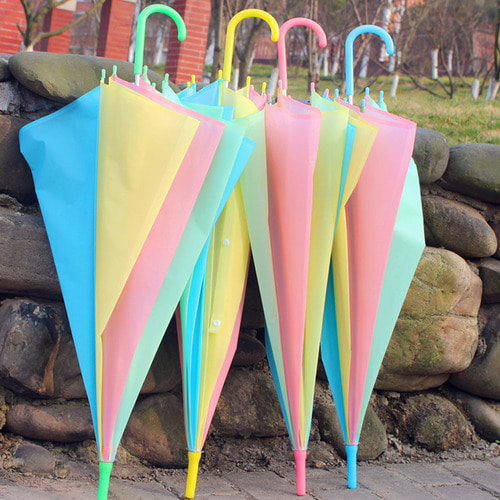 에코벨 반자동 무지개우산 파스텔/비닐우산 우의 장우산 우산